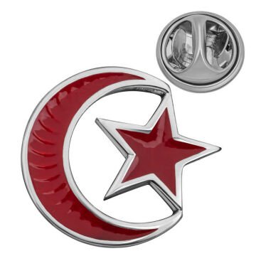 925 Ayar Gümüş Ay Yıldız Rozet