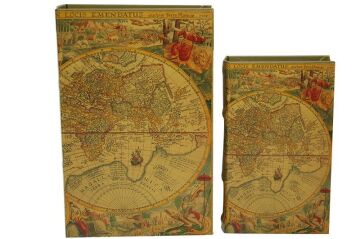 Kutu Kitap Harita 2'li Set Dekoratif Hediyelik