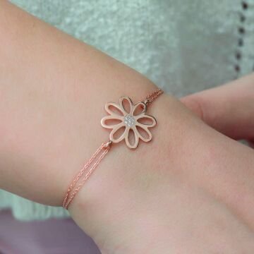 Gümüş Rose Çiçek Bileklik