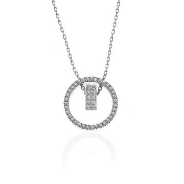 925 Ayar Gümüş İç İçe Geçmiş Halka Kadın Kolye