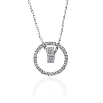 925 Ayar Gümüş İç İçe Geçmiş Halka Kadın Kolye