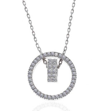 925 Ayar Gümüş İç İçe Geçmiş Halka Kadın Kolye