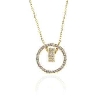 925 Ayar Gümüş Gold İç İçe Geçmiş Halka Kadın Kolye