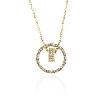 925 Ayar Gümüş Gold İç İçe Geçmiş Halka Kadın Kolye