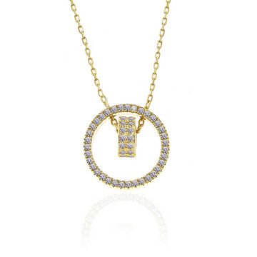 925 Ayar Gümüş Gold İç İçe Geçmiş Halka Kadın Kolye