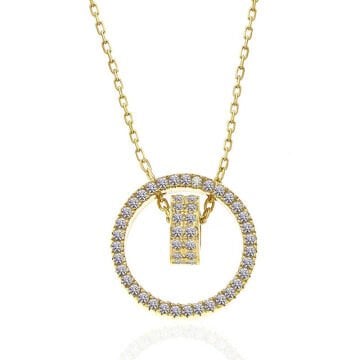 925 Ayar Gümüş Gold İç İçe Geçmiş Halka Kadın Kolye