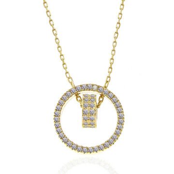 925 Ayar Gümüş Gold İç İçe Geçmiş Halka Kadın Kolye