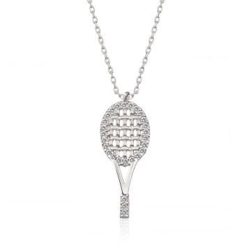 ​925 Ayar Gümüş Tenis Raketi Kadın Gümüş Kolye