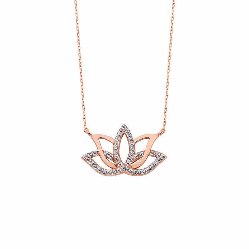 925 Ayar Gümüş Lotus Çiçeği Gümüş Kolye