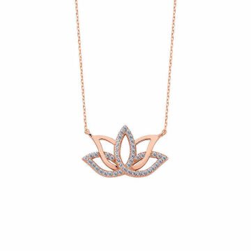 925 Ayar Gümüş Lotus Çiçeği Gümüş Kolye