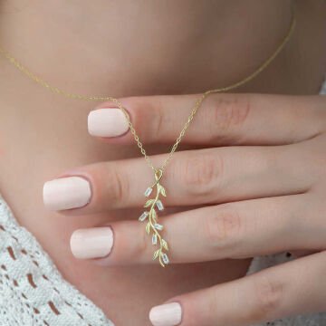 925 Ayar Gümüş Gold Sarmaşık Kadın Gümüş Kolye