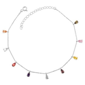 925 Ayar Gümüş Renkli Damla Kadın Halhal