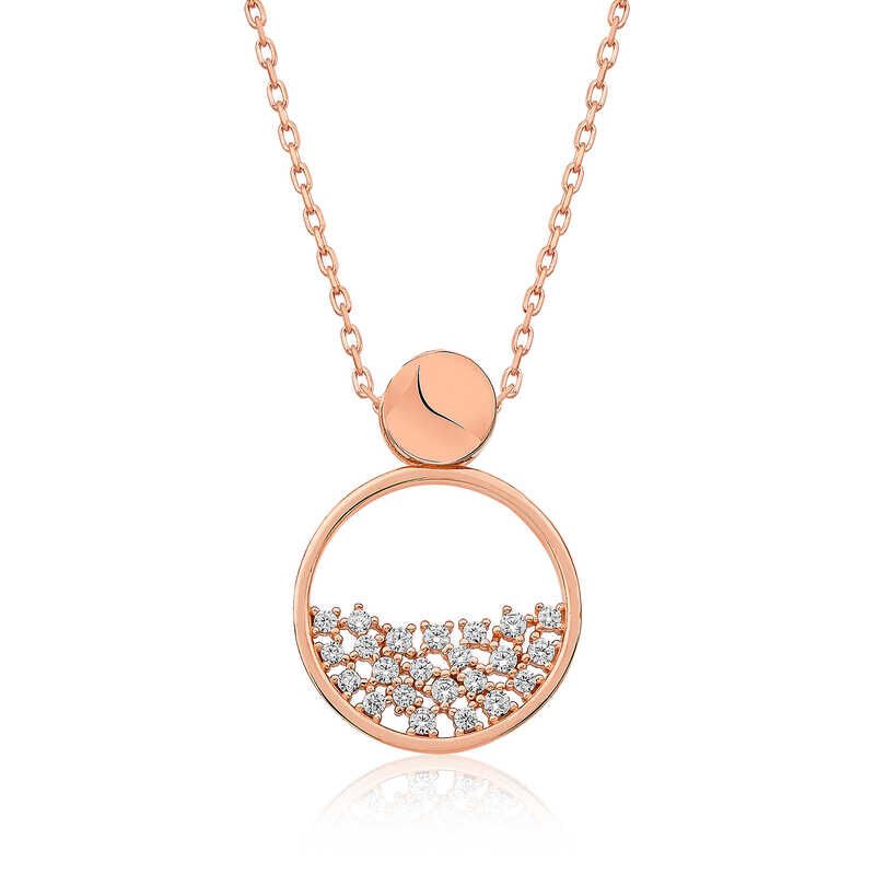 925 Ayar Gümüş Rose Çiğ Damlası Kadın Gümüş Kolye