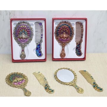 Tavuskuşu Ayna Ve Tarak Seti Küçük Boy