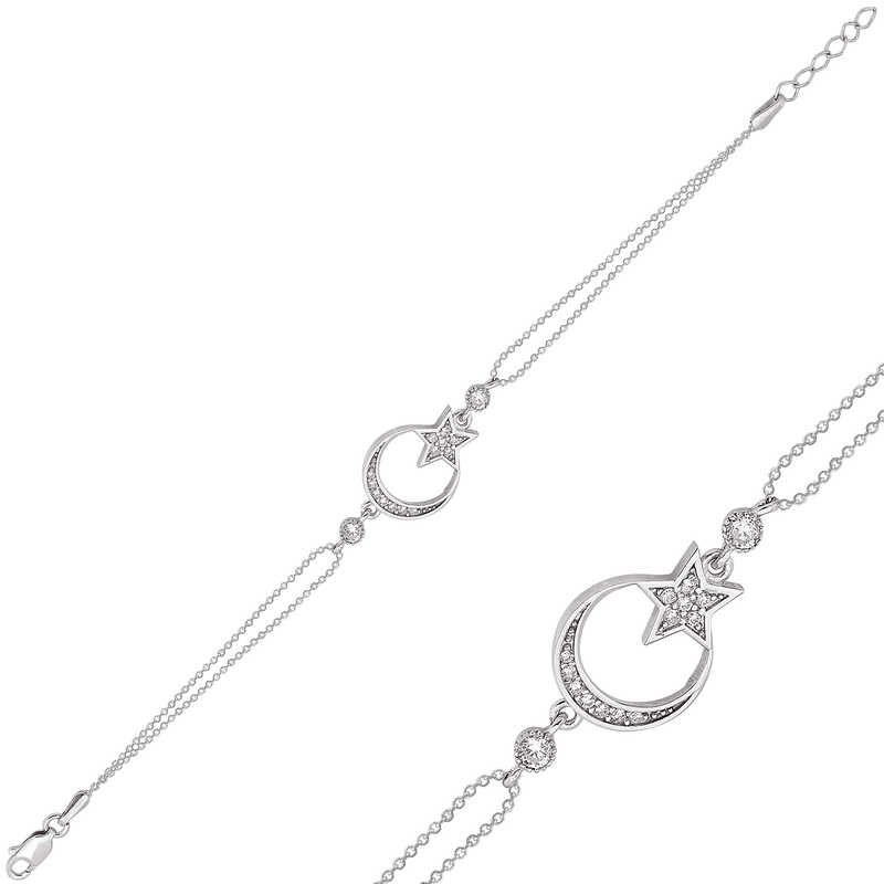 925 Ayar Gümüş Ay Yıldız Bileklik