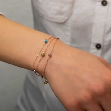 Gümüş Rose Nazar Bileklik