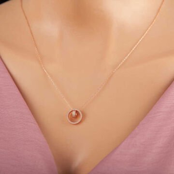925 Ayar Gümüş Rose İç İçe Geçmiş Halka Kadın Kolye