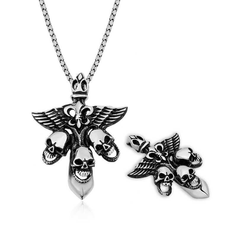 ​925 Ayar Gümüş Kuru Kafa Erkek Kolye