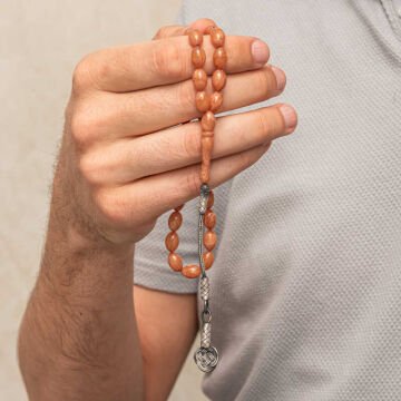 Gümüş Kazaz Püsküllü Sıkma Kehribar Tesbih