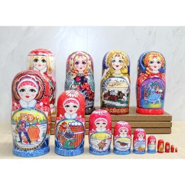 10'Lu Ahşap Matruşka Seti