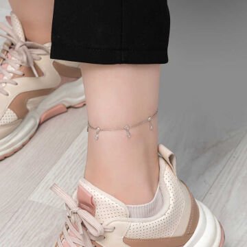 925 Ayar Gümüş Damla Zirkon Taşlı Halhal