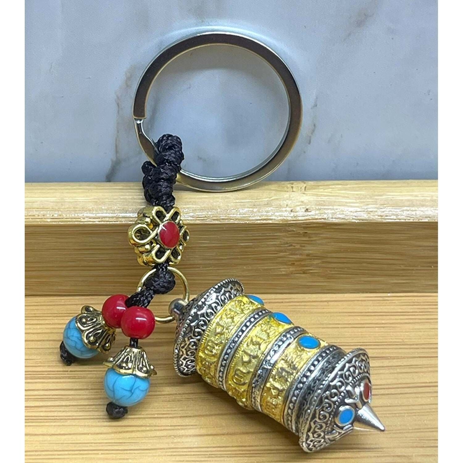 Metal Tibet Dua Çarkı Anahtarlık