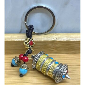 Metal Tibet Dua Çarkı Anahtarlık