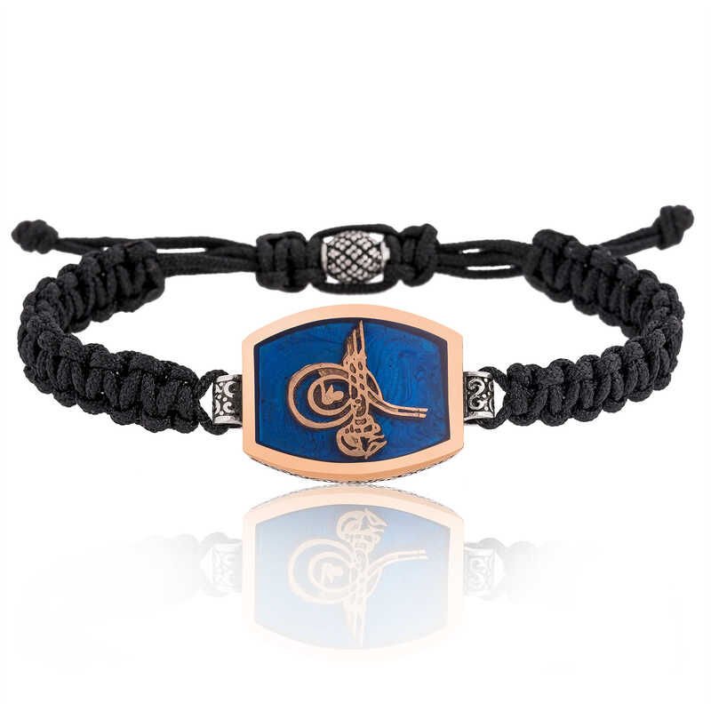 925 Ayar Gümüş Tuğralı Makrome Erkek Bileklik