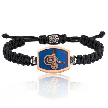 925 Ayar Gümüş Tuğralı Makrome Erkek Bileklik