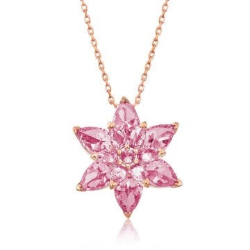 925 Ayar Gümüş Rose Pembe Lotus Çiçeği Kolye