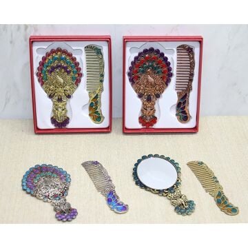 Tavuskuşu Ayna Ve Tarak Seti Küçük Boy