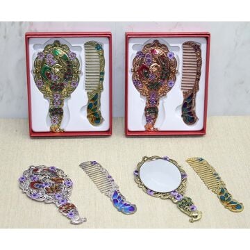 Tavuskuşu Ayna Ve Tarak Seti Küçük Boy