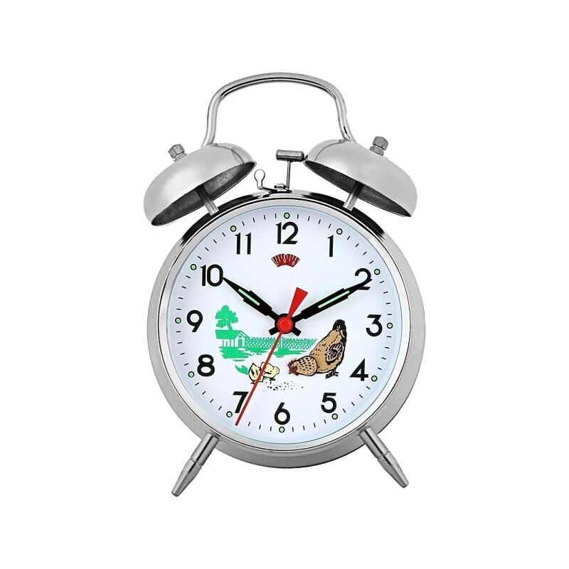 Metal Kurmalı Masa Saati Tavuklu Saat Büyük Boy