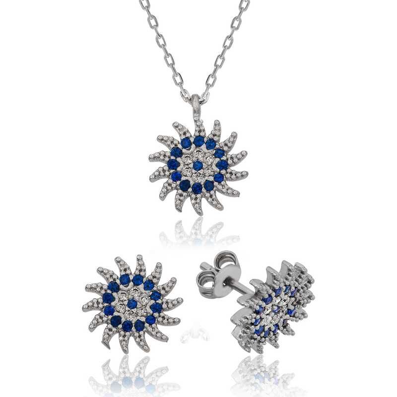 925 Ayar Gümüş Güneşli Nazar Set