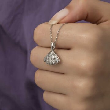 925 Ayar Gümüş İncili İstiridye Bayan Gümüş Kolye