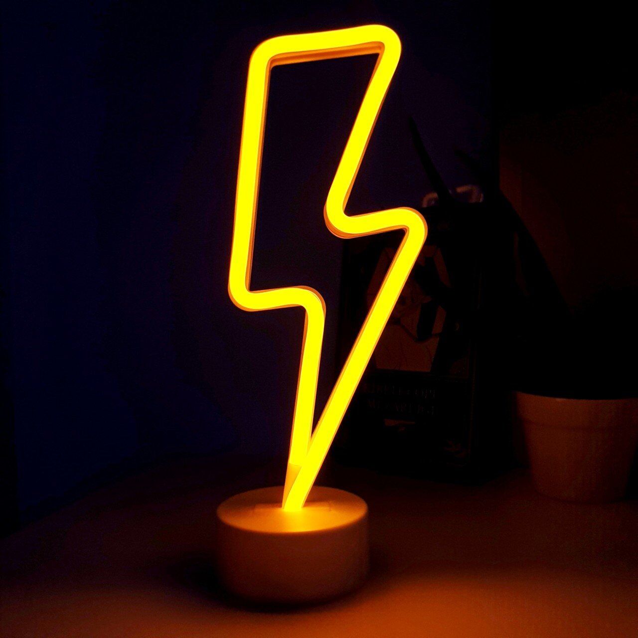 Neon Işıklı Şimşek Lamba USB+Pil Dekoratif Hediyelik