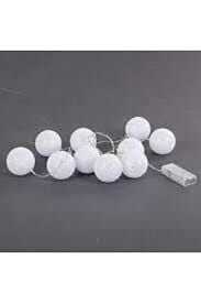 10'lu Işıklı Beyaz Top Dekoratif Aydınlatma Süs