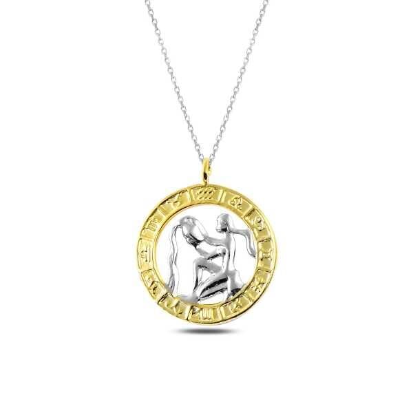 ​925 Ayar Gümüş Gold Kova Burcu Gümüş Kolye