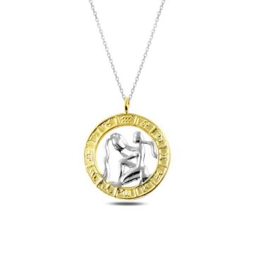 ​925 Ayar Gümüş Gold Kova Burcu Gümüş Kolye