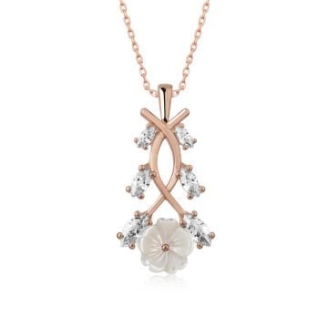 925 Ayar Gümüş Rose Bahar Çiçeği Gümüş Kolye