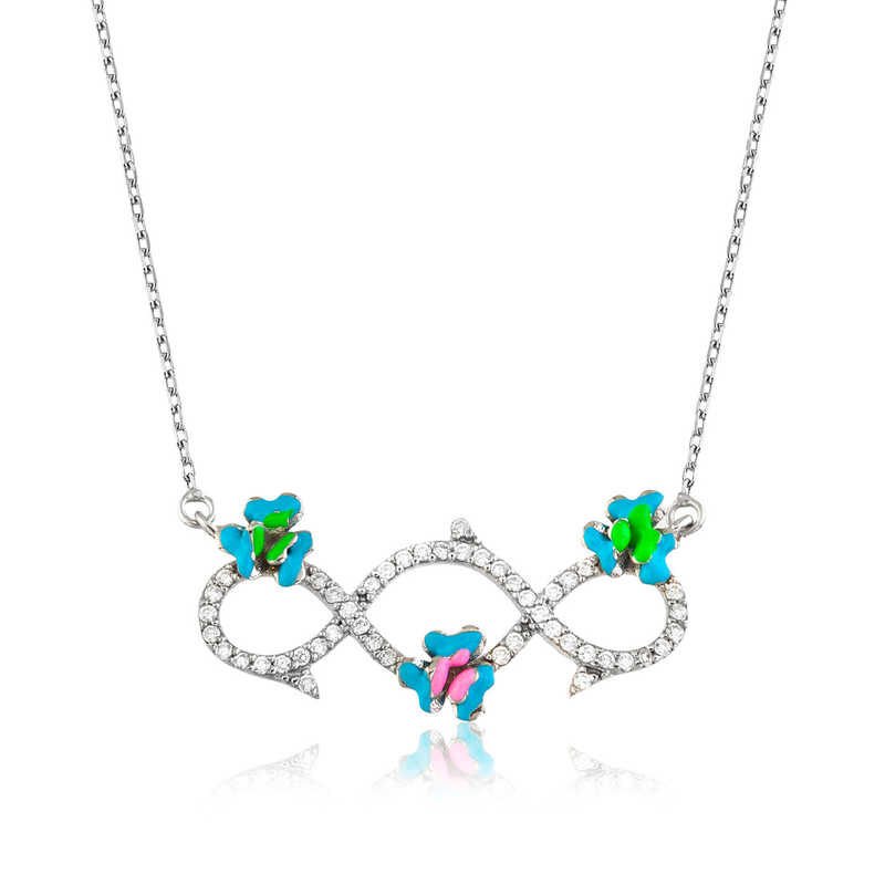 925 Ayar Gümüş Çiçekli Sonsuzluk Kadın Gümüş Kolye