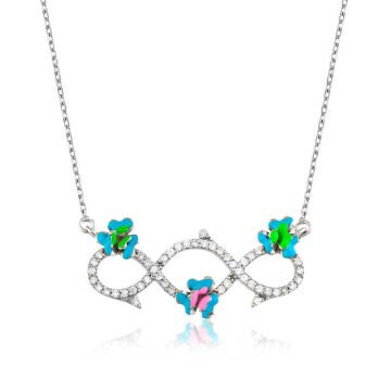 925 Ayar Gümüş Çiçekli Sonsuzluk Kadın Gümüş Kolye