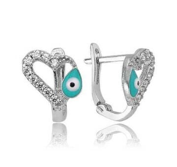 Gümüş Kalp Figürlü Çocuk Küpesi