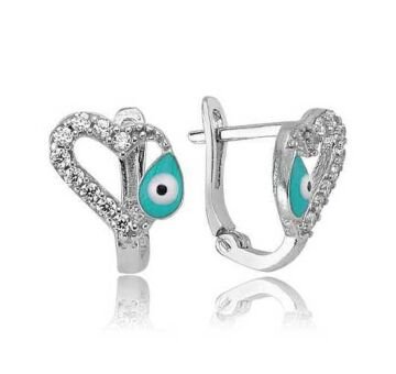 Gümüş Kalp Figürlü Çocuk Küpesi