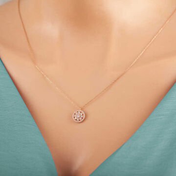 925 Ayar Gümüş Rose Çiçek Kadın Gümüş Kolye