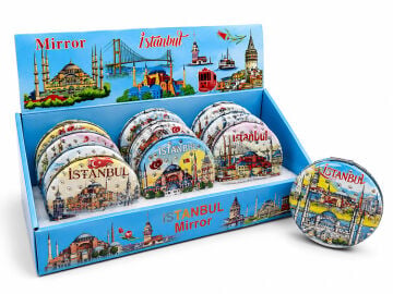 Taşlı İstanbul Temalı Kalın El Aynası