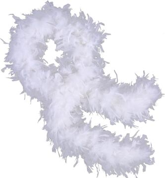 Beyaz Renk Kabarık Kalın Otriş Boa Tüy 6 cm Genişlik 180-200 cm Uzunluk
