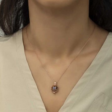 925 Ayar Gümüş Kafesli Lotus Bayan Gümüş Kolye