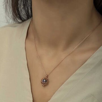 925 Ayar Gümüş Kafesli Lotus Bayan Gümüş Kolye