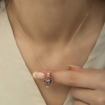 925 Ayar Gümüş Kafesli Lotus Bayan Gümüş Kolye